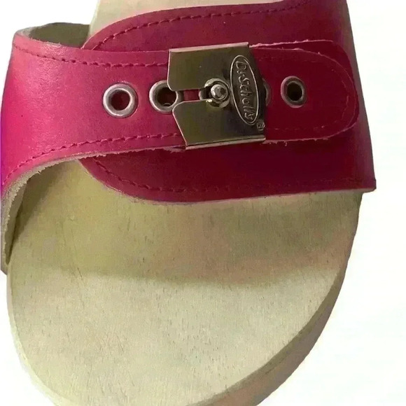 Vtg Dr Scholls Origina Womens Wooden Heeled Clogs Sandals Shoes Pink Italy Sz 9 - Picture 11 of 12